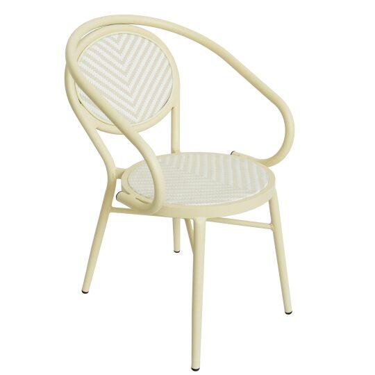 Chaise de jardin bistrot parisien en aluminium et rotin synthétique, motif en chevrons | Mobeventpro