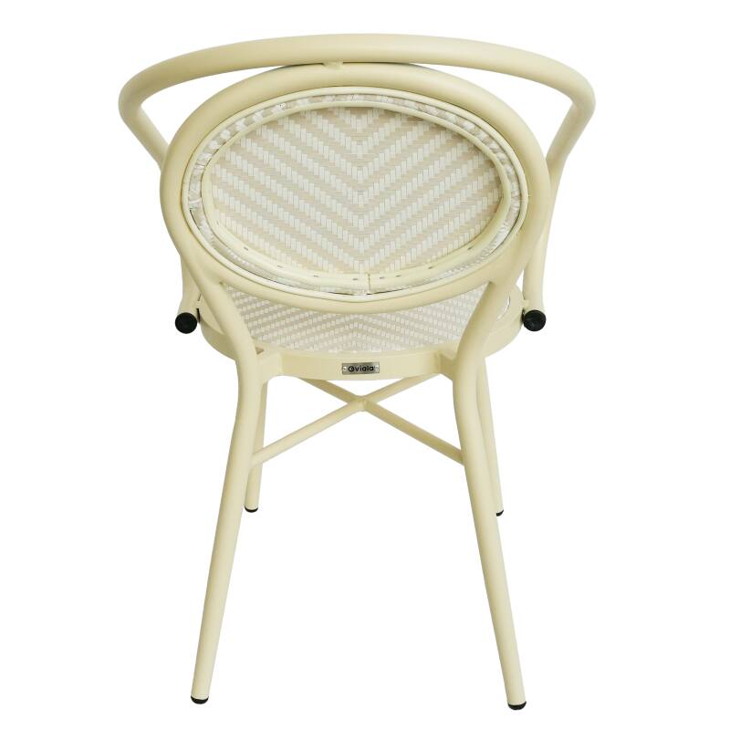 Chaise de jardin style bistrot parisien en aluminium et rotin synthétique