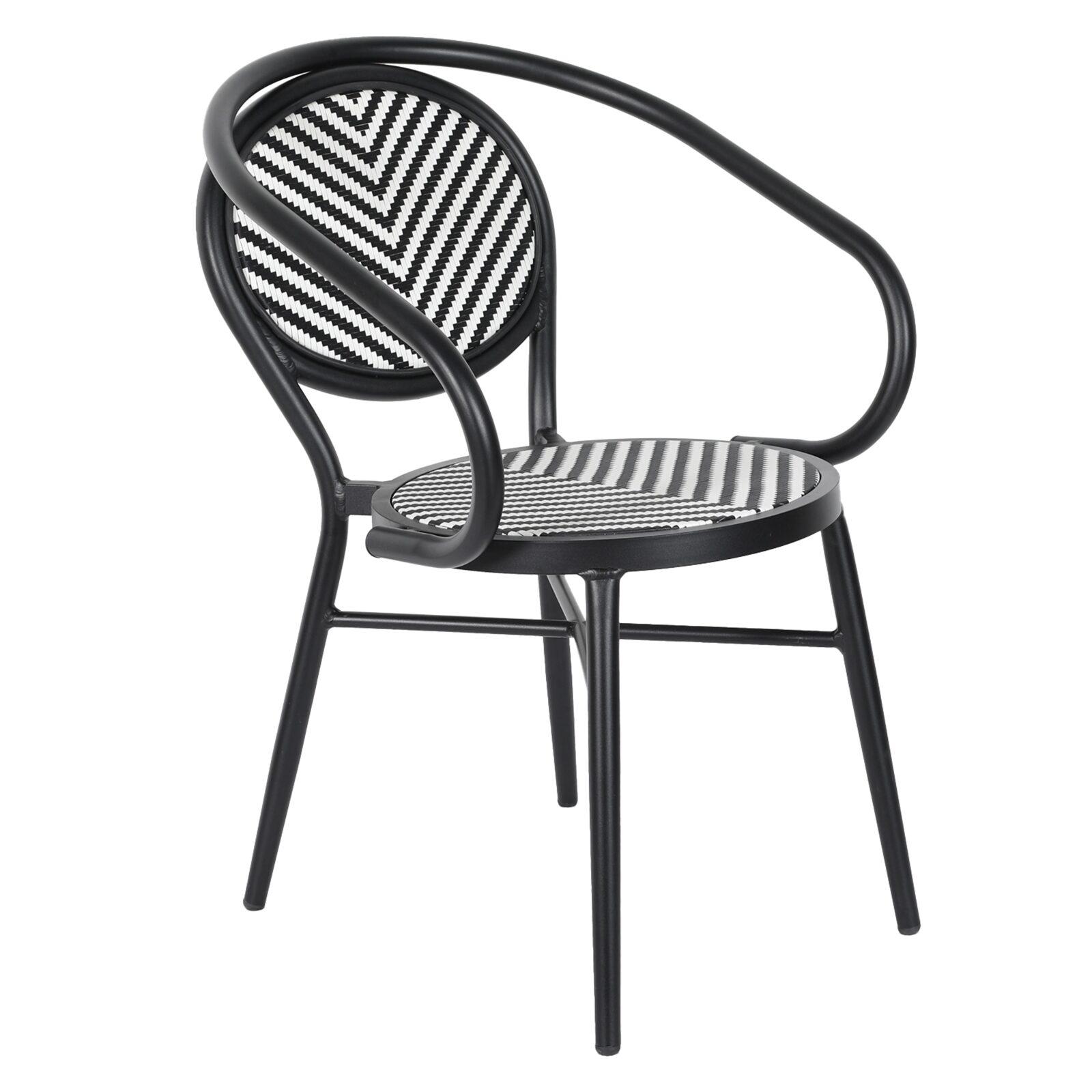 Chaise de jardin style bistrot parisien en aluminium et rotin synthétique