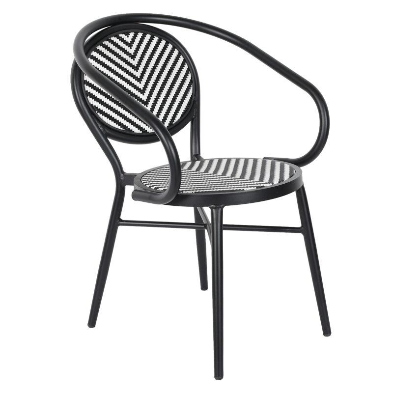 Chaise de jardin style bistrot parisien en aluminium et rotin synthétique