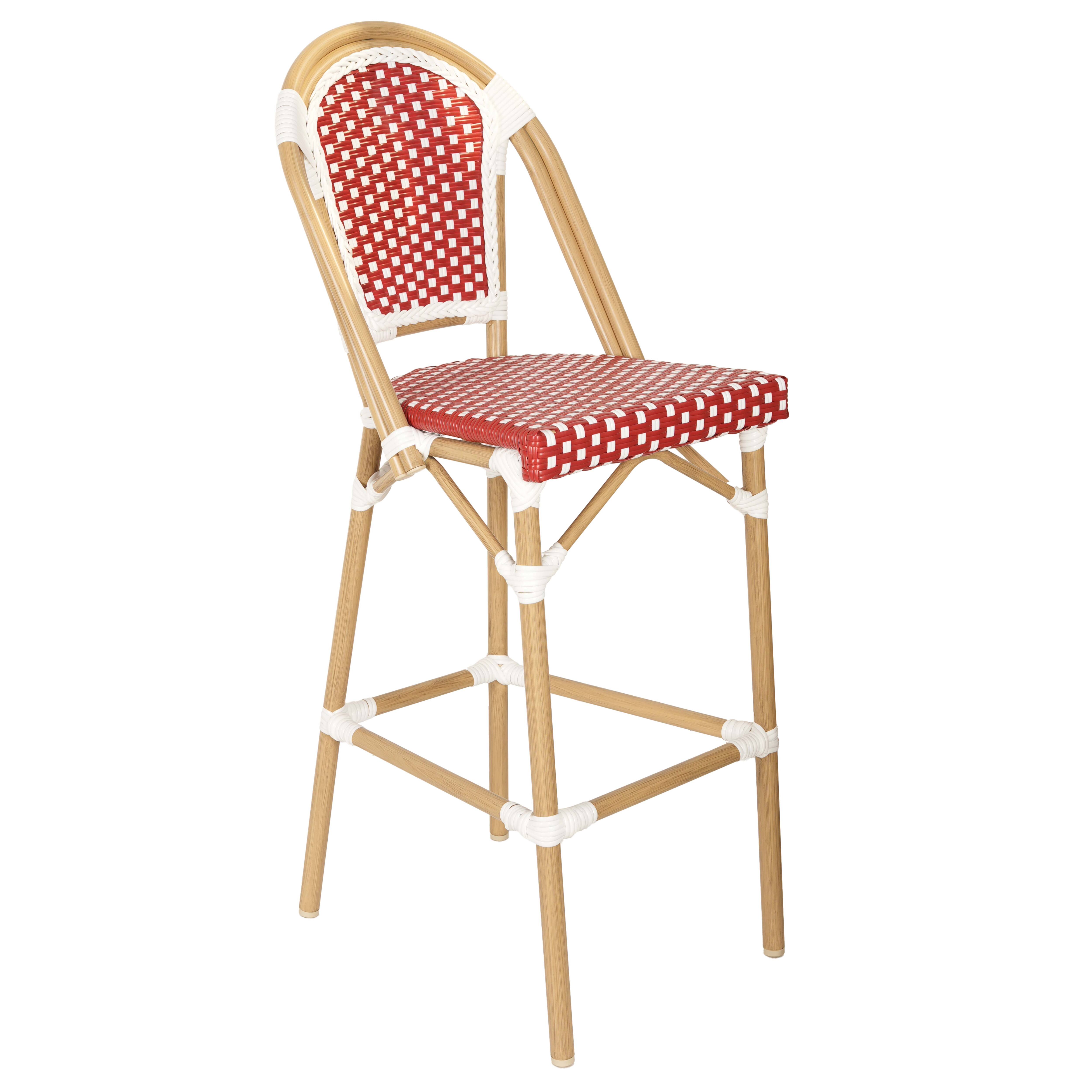 Chaise haute de terrasse de restaurant en aluminium et rotin synthétique