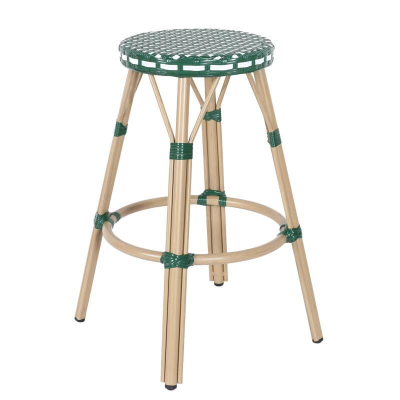 Tabouret de bar en aluminium et rotin synthétique 