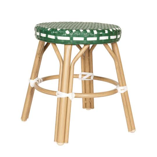 Tabouret bas en aluminium et rotin synthétique