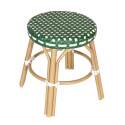 Tabouret bas en aluminium et rotin synthétique