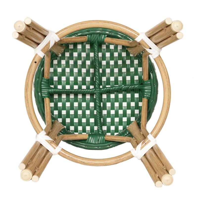 Tabouret bas en aluminium et rotin synthétique