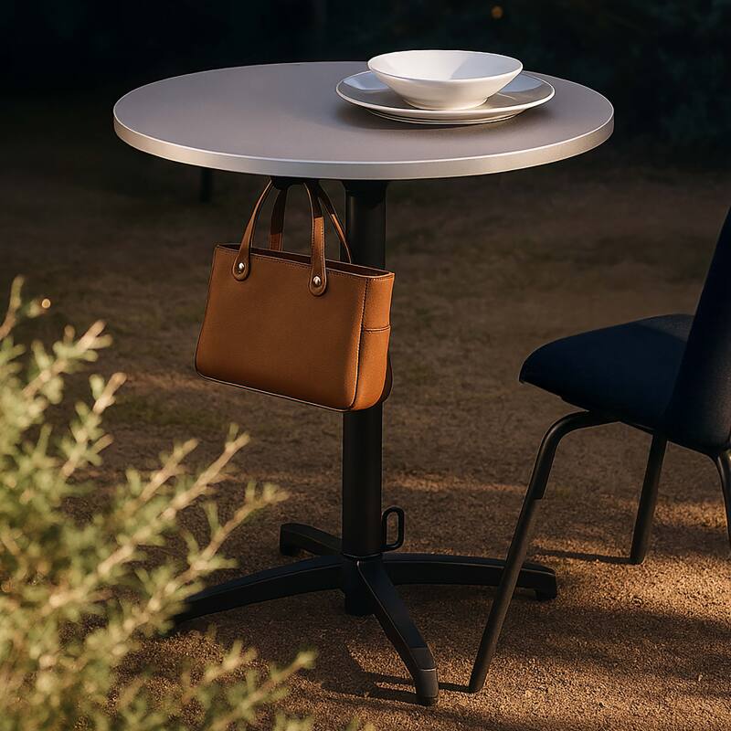 Pied de table avec système inclinable et accroche sac en aluminium 72 cm