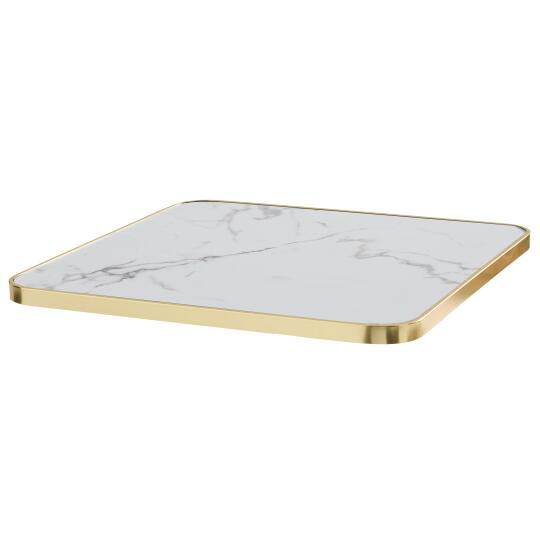 Plateau de table carré en contreplaqué avec revêtement stratifié et bords en aluminium 60 x 60 cm | Mobeventpro