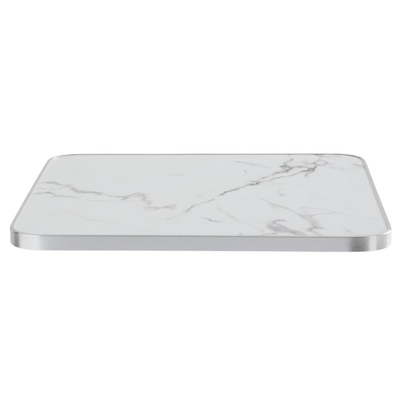 Plateau de table carré en contreplaqué avec revêtement stratifié et bords en aluminium 60 x 60 cm