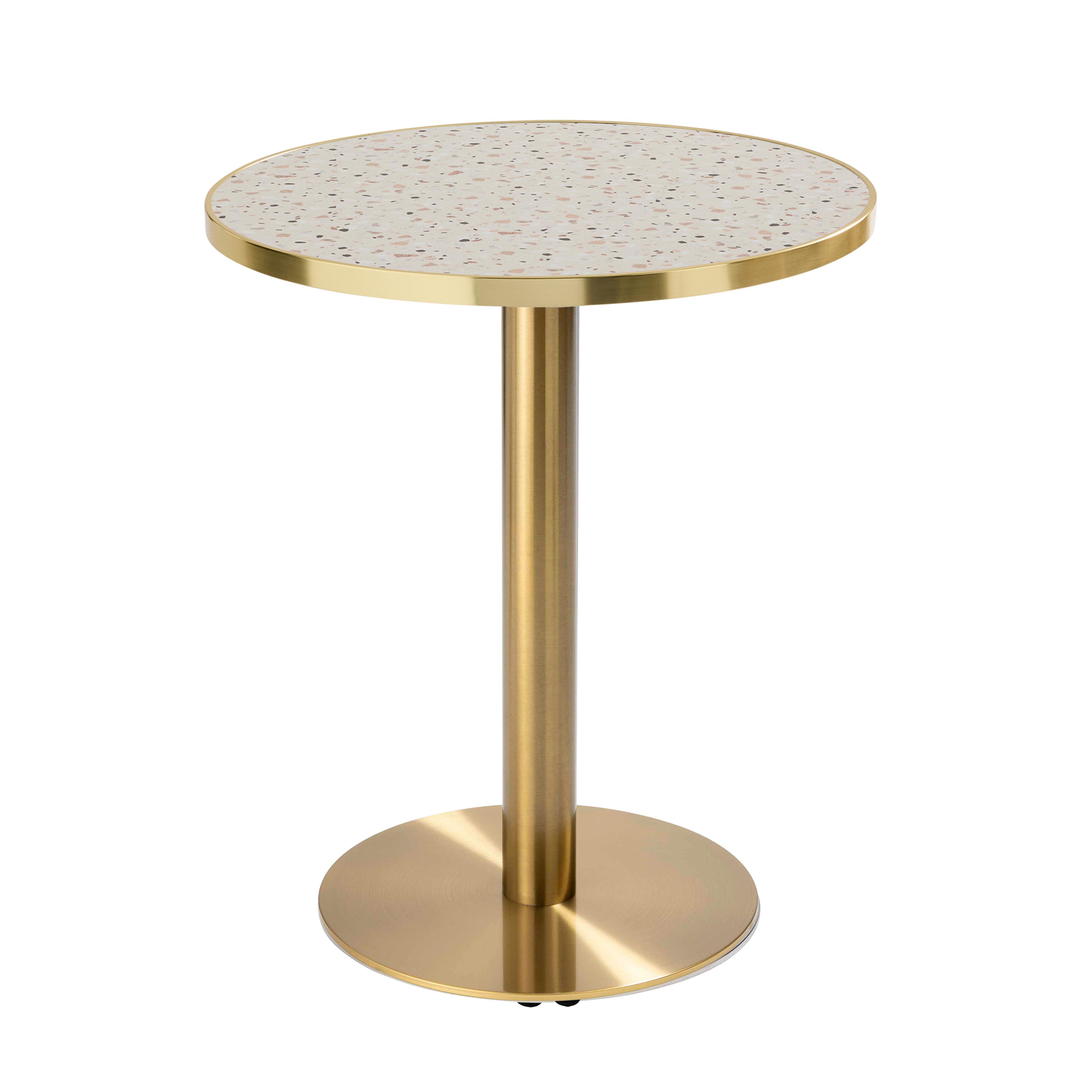 Table de restaurant ronde Ø 60 cm en contreplaqué avec revêtement stratifié et bords en aluminium