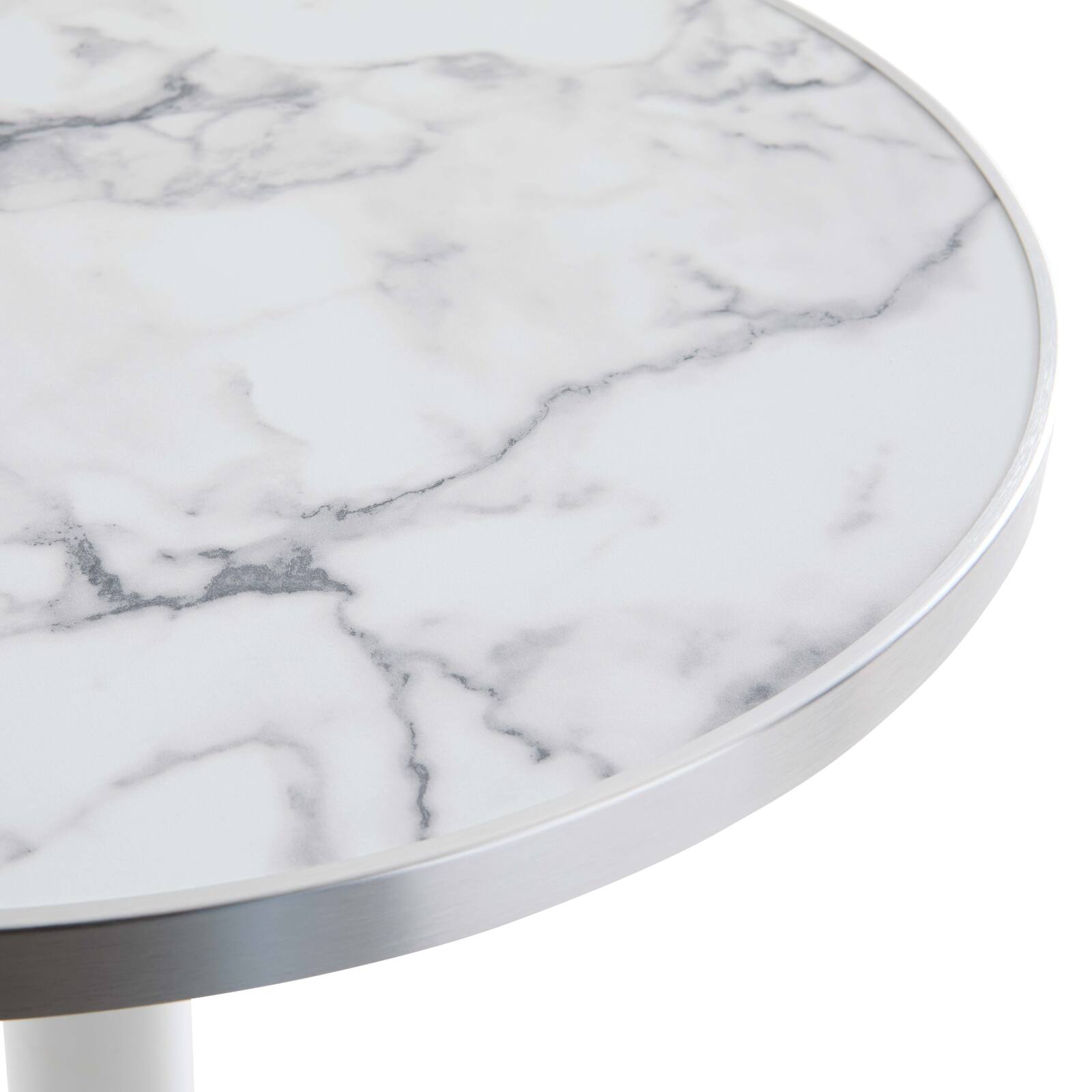 Table de restaurant ronde Ø 60 cm en contreplaqué avec revêtement stratifié et bords en aluminium