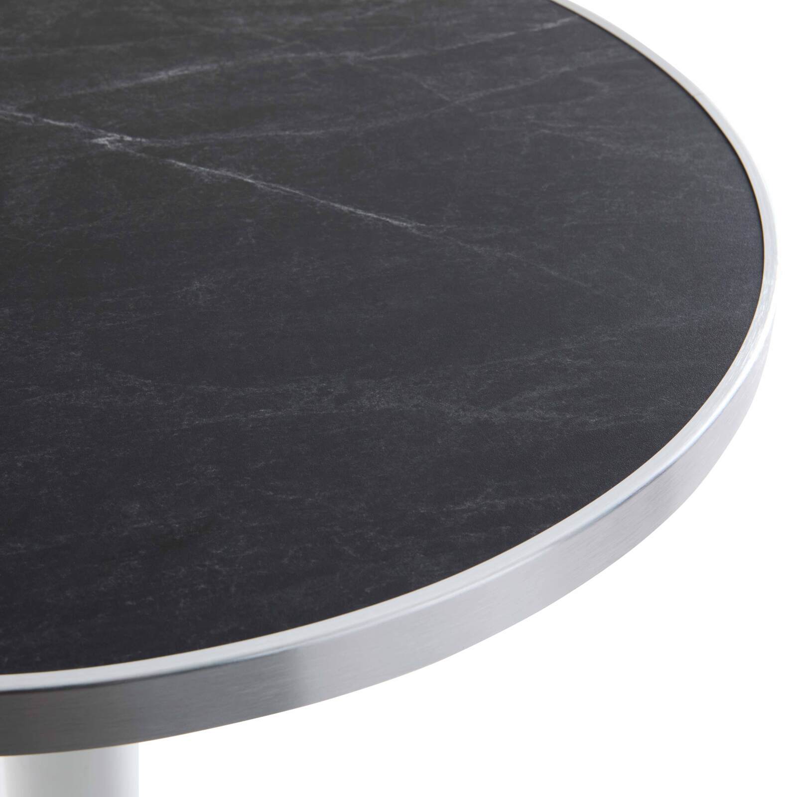 Table de restaurant ronde Ø 60 cm en contreplaqué avec revêtement stratifié et bords en aluminium