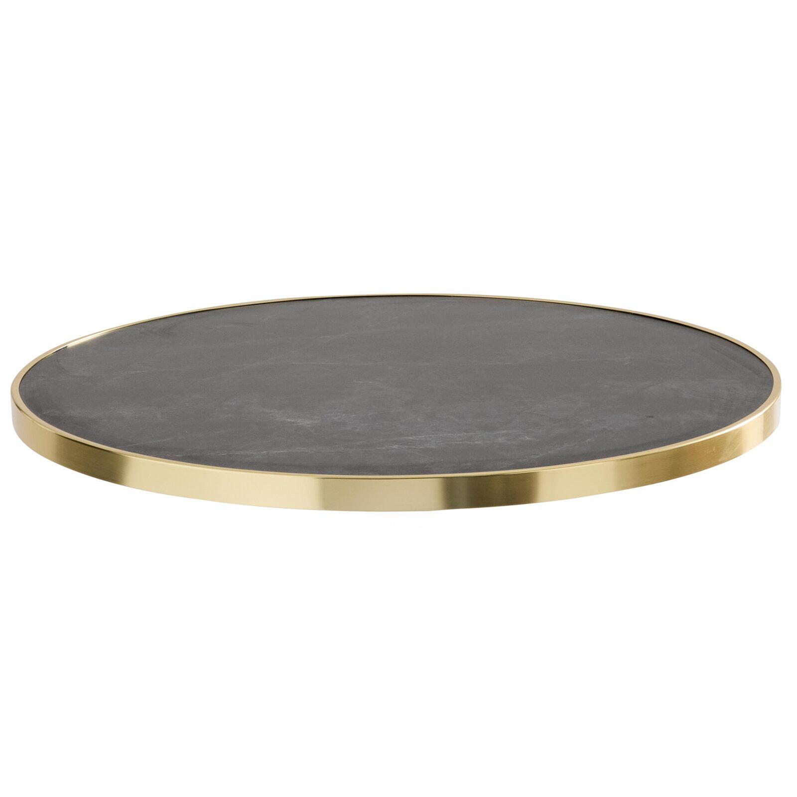 Table de restaurant ronde Ø 60 cm en contreplaqué avec revêtement stratifié et bords en aluminium