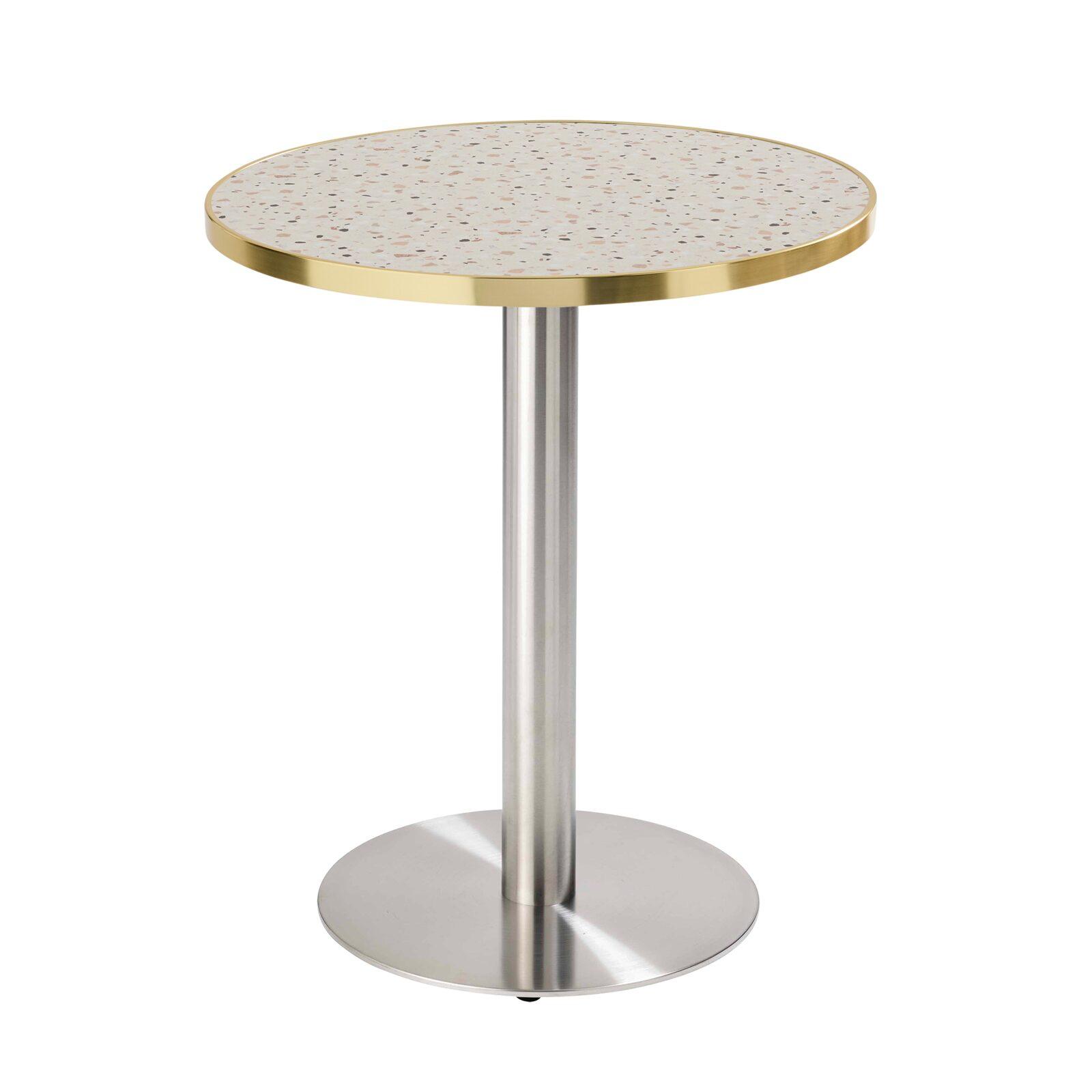 Table de restaurant ronde Ø 60 cm en contreplaqué avec revêtement stratifié et bords en aluminium
