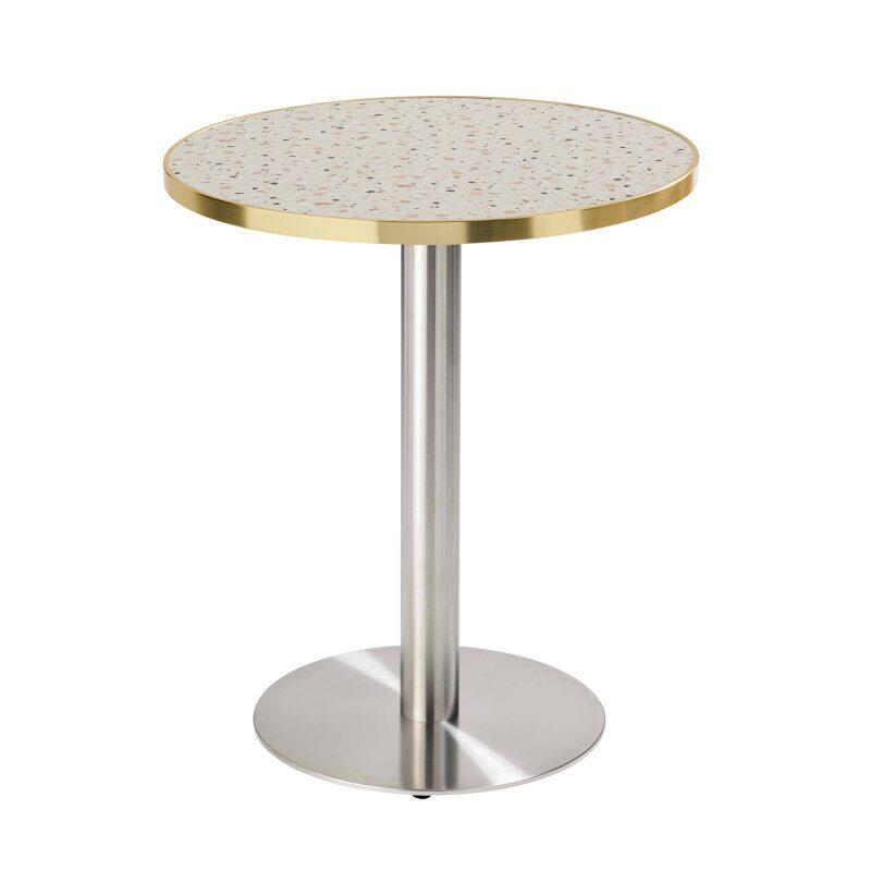 Table de restaurant ronde Ø 60 cm en contreplaqué avec revêtement stratifié et bords en aluminium