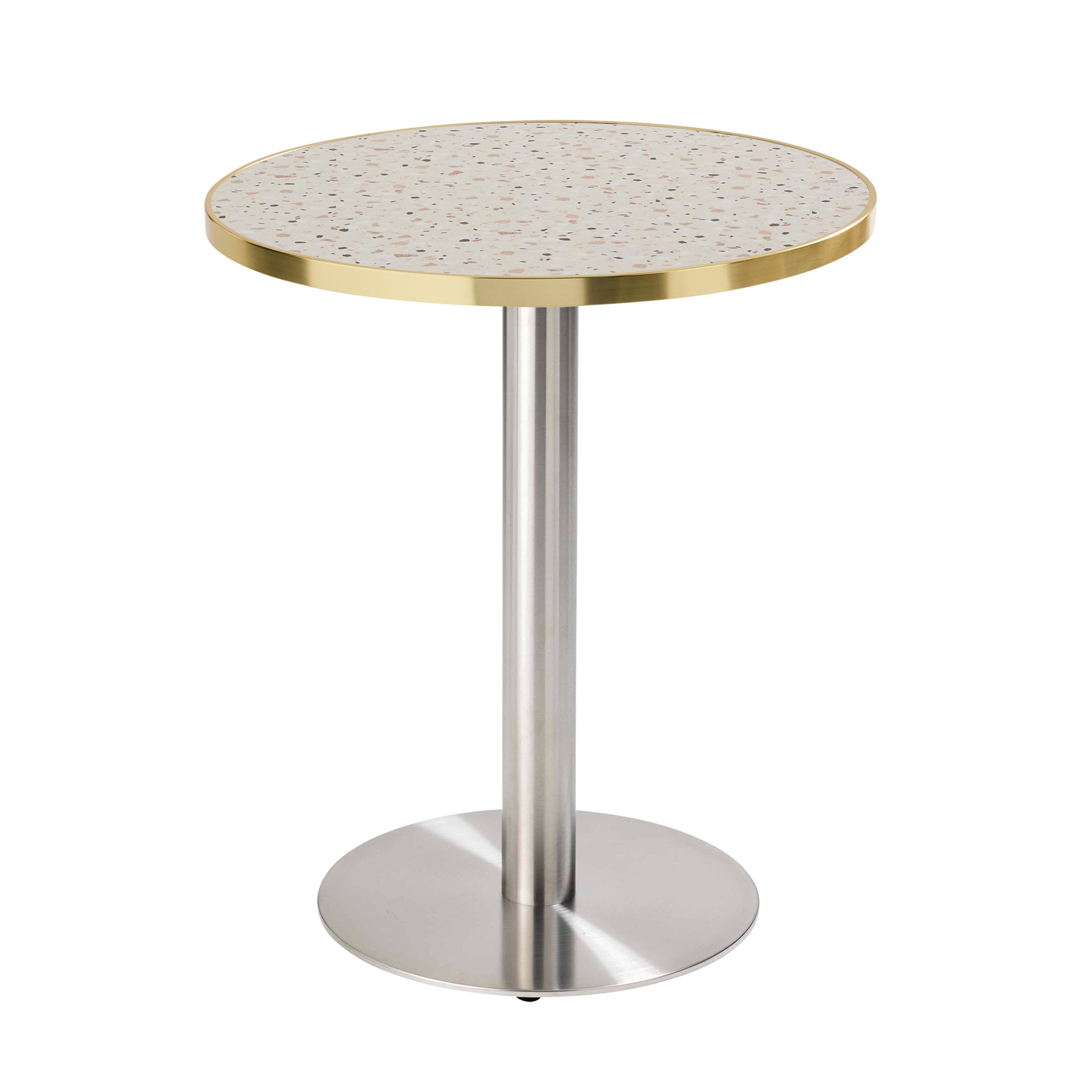 Table de restaurant ronde Ø 60 cm en contreplaqué avec revêtement stratifié et bords en aluminium