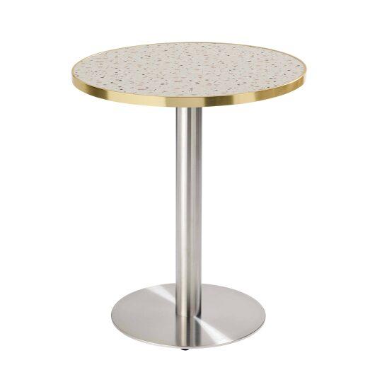 Table de restaurant ronde Ø 60 cm en contreplaqué avec revêtement stratifié et bords en aluminium