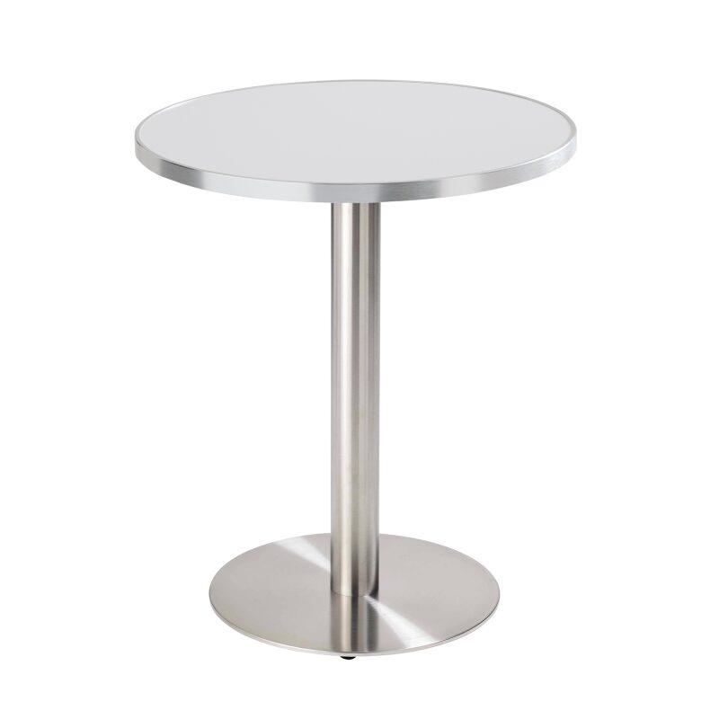 Table de restaurant ronde Ø 60 cm en contreplaqué avec revêtement stratifié et bords en aluminium
