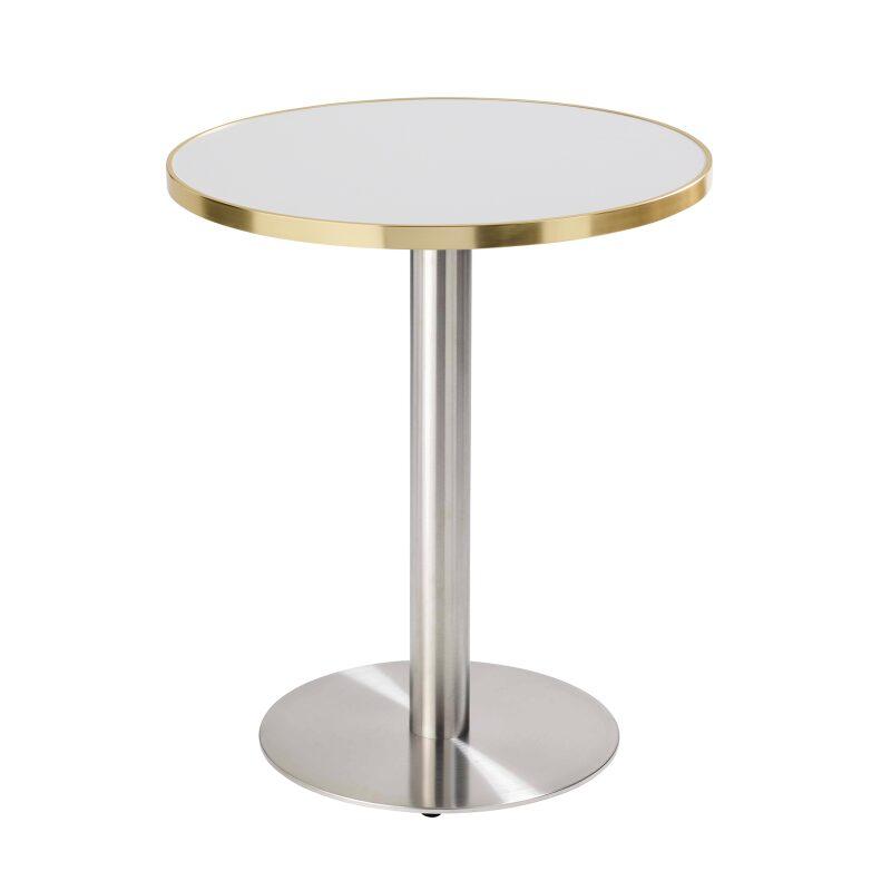 Table de restaurant ronde Ø 60 cm en contreplaqué avec revêtement stratifié et bords en aluminium