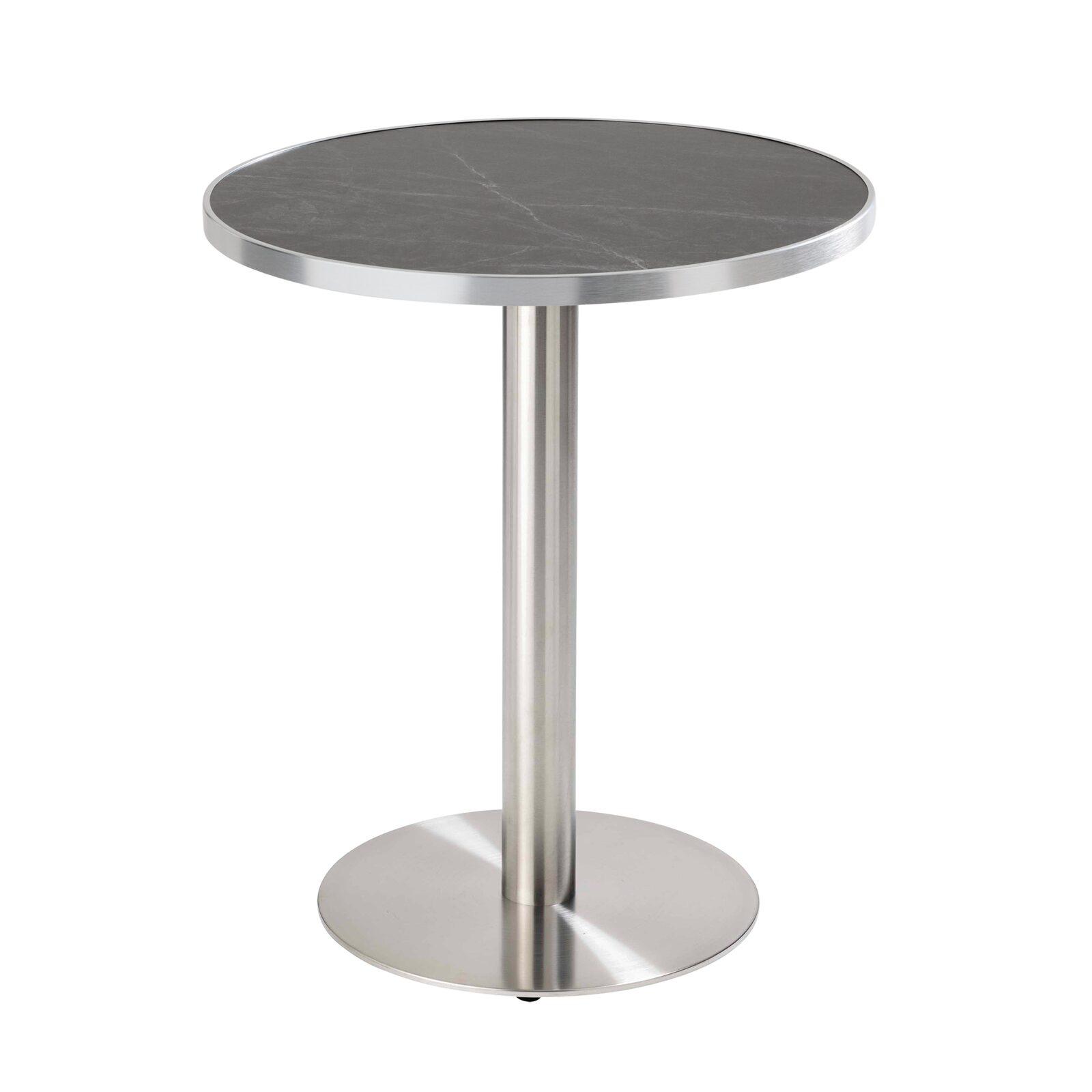 Table de restaurant ronde Ø 60 cm en contreplaqué avec revêtement stratifié et bords en aluminium