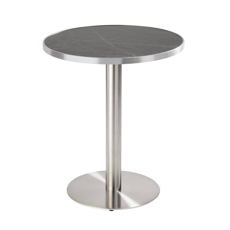 Table de restaurant ronde Ø 60 cm en contreplaqué avec revêtement stratifié et bords en aluminium