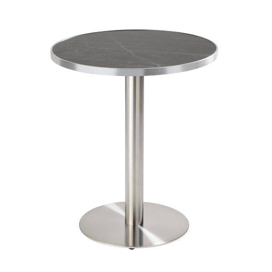 Table de restaurant ronde Ø 60 cm en contreplaqué avec revêtement stratifié et bords en aluminium