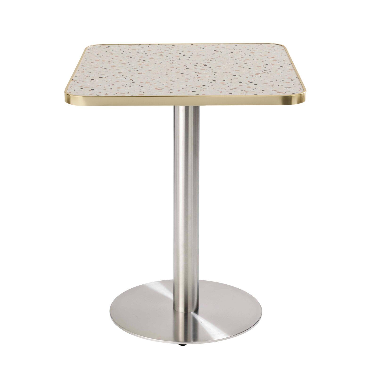 Table de restaurant 60 x 60 cm en contreplaqué avec revêtement stratifié et bords en aluminium