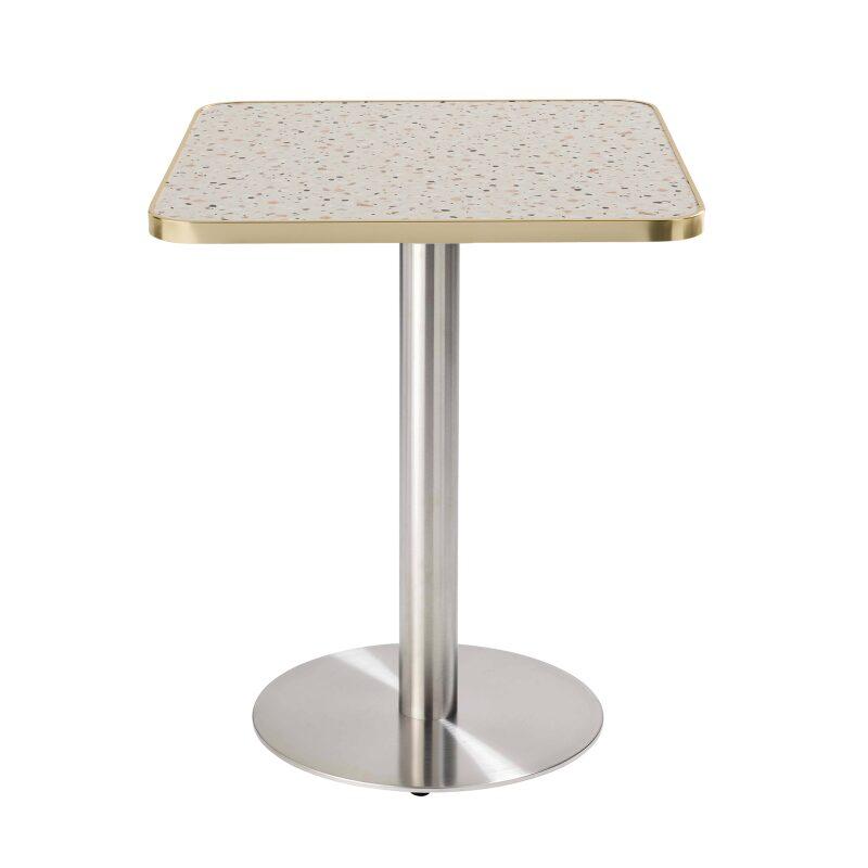 Table de restaurant 60 x 60 cm en contreplaqué avec revêtement stratifié et bords en aluminium