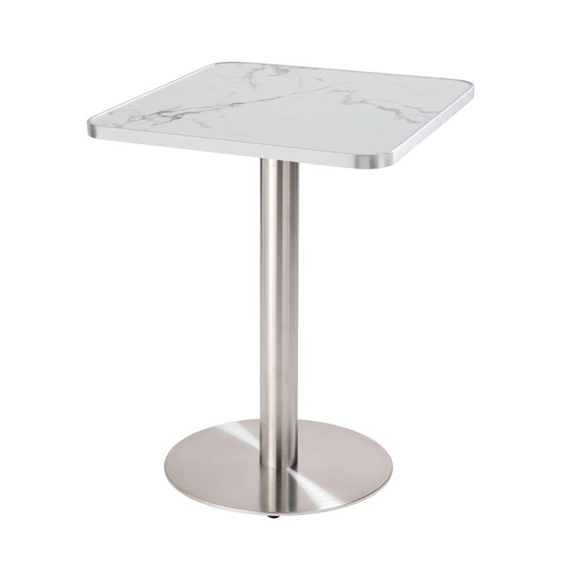 Table de restaurant 60 x 60 cm en contreplaqué avec revêtement stratifié et bords en aluminium