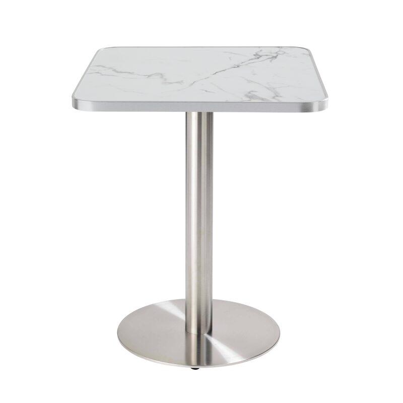 Table de restaurant 60 x 60 cm en contreplaqué avec revêtement stratifié et bords en aluminium