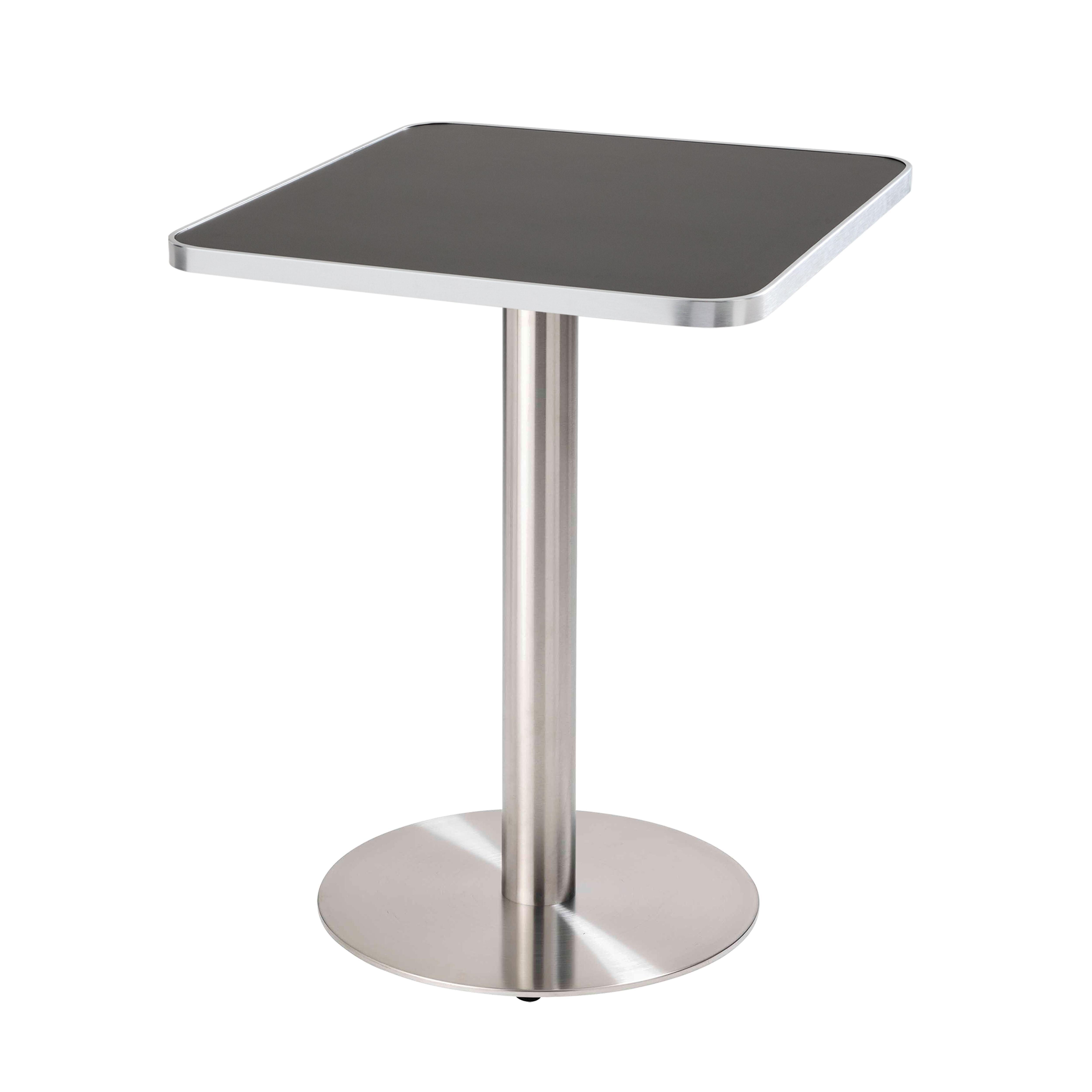 Table de restaurant 60 x 60 cm en contreplaqué avec revêtement stratifié et bords en aluminium