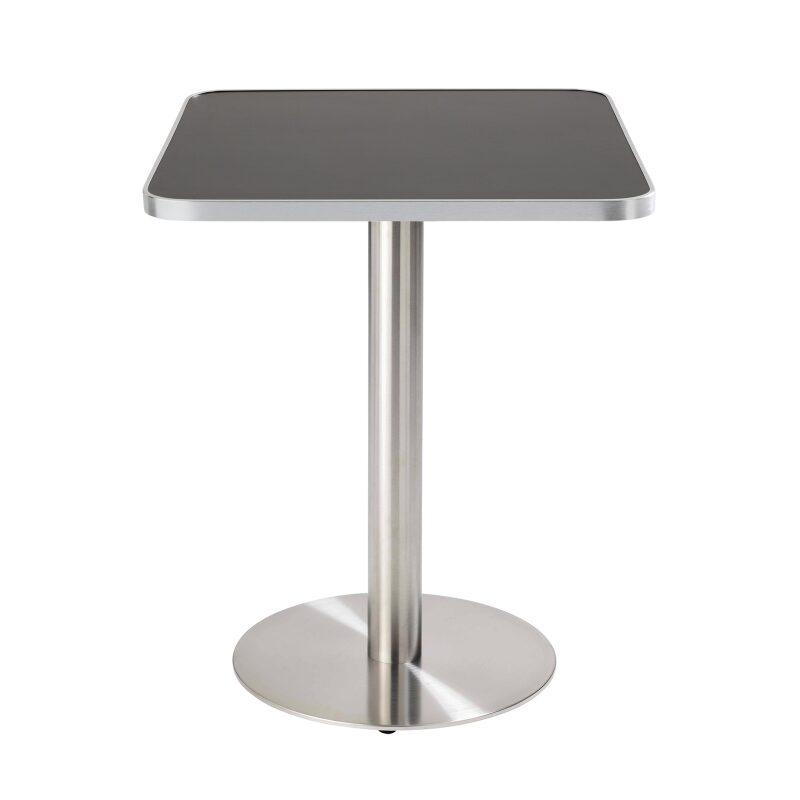 Table de restaurant 60 x 60 cm en contreplaqué avec revêtement stratifié et bords en aluminium