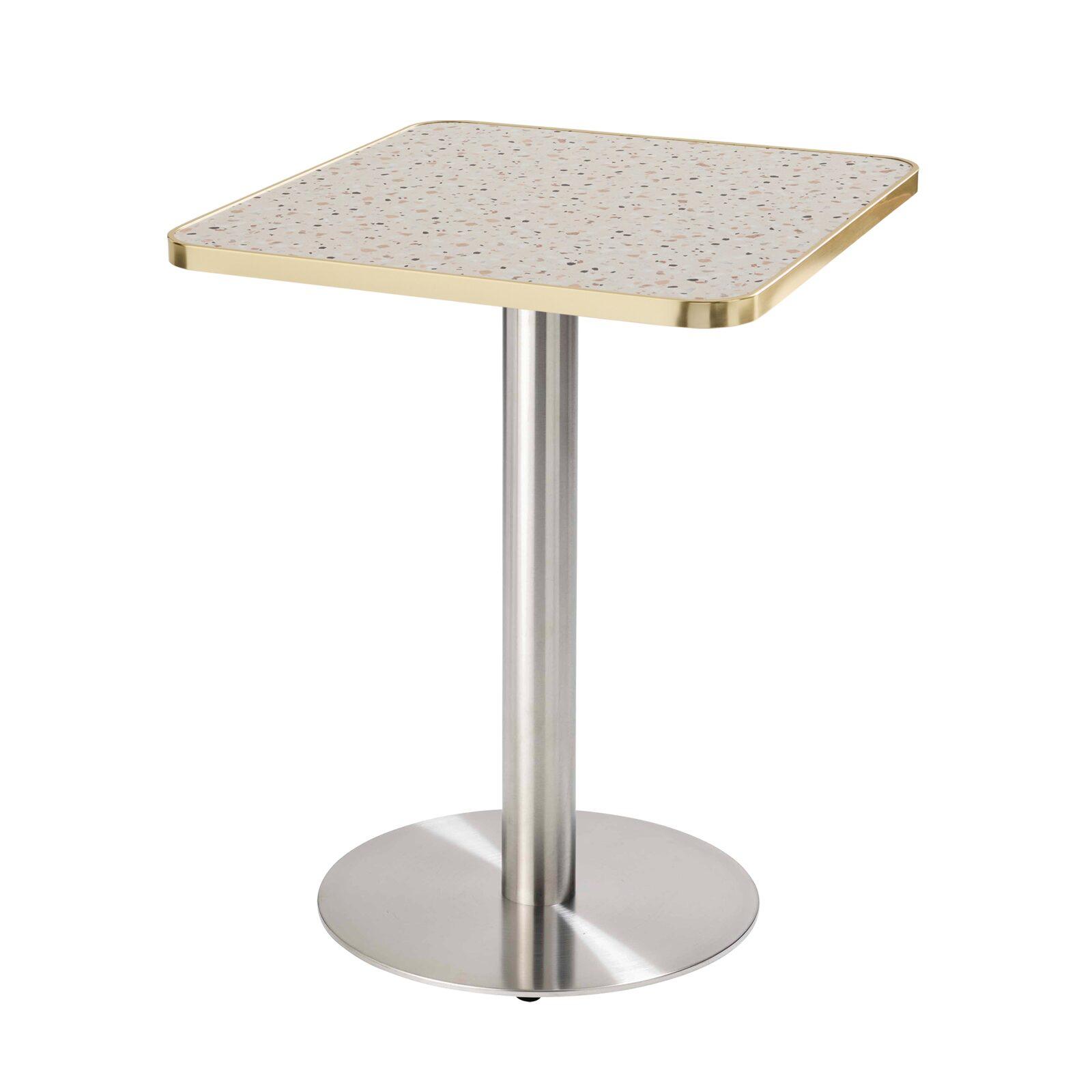 Table de restaurant 60 x 60 cm en contreplaqué avec revêtement stratifié et bords en aluminium