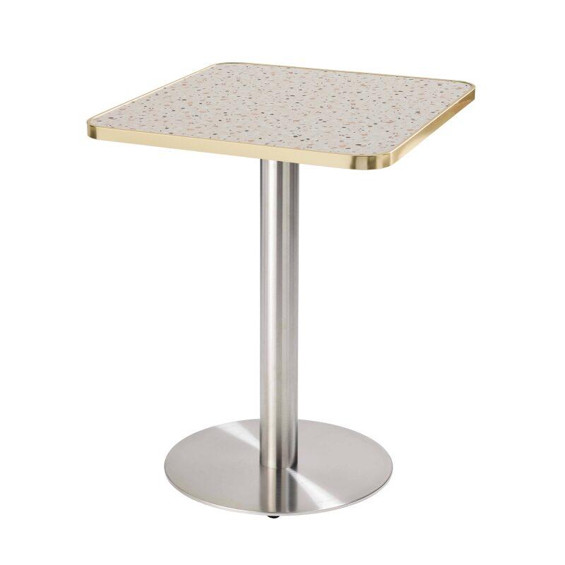 Table de restaurant 60 x 60 cm en contreplaqué avec revêtement stratifié et bords en aluminium
