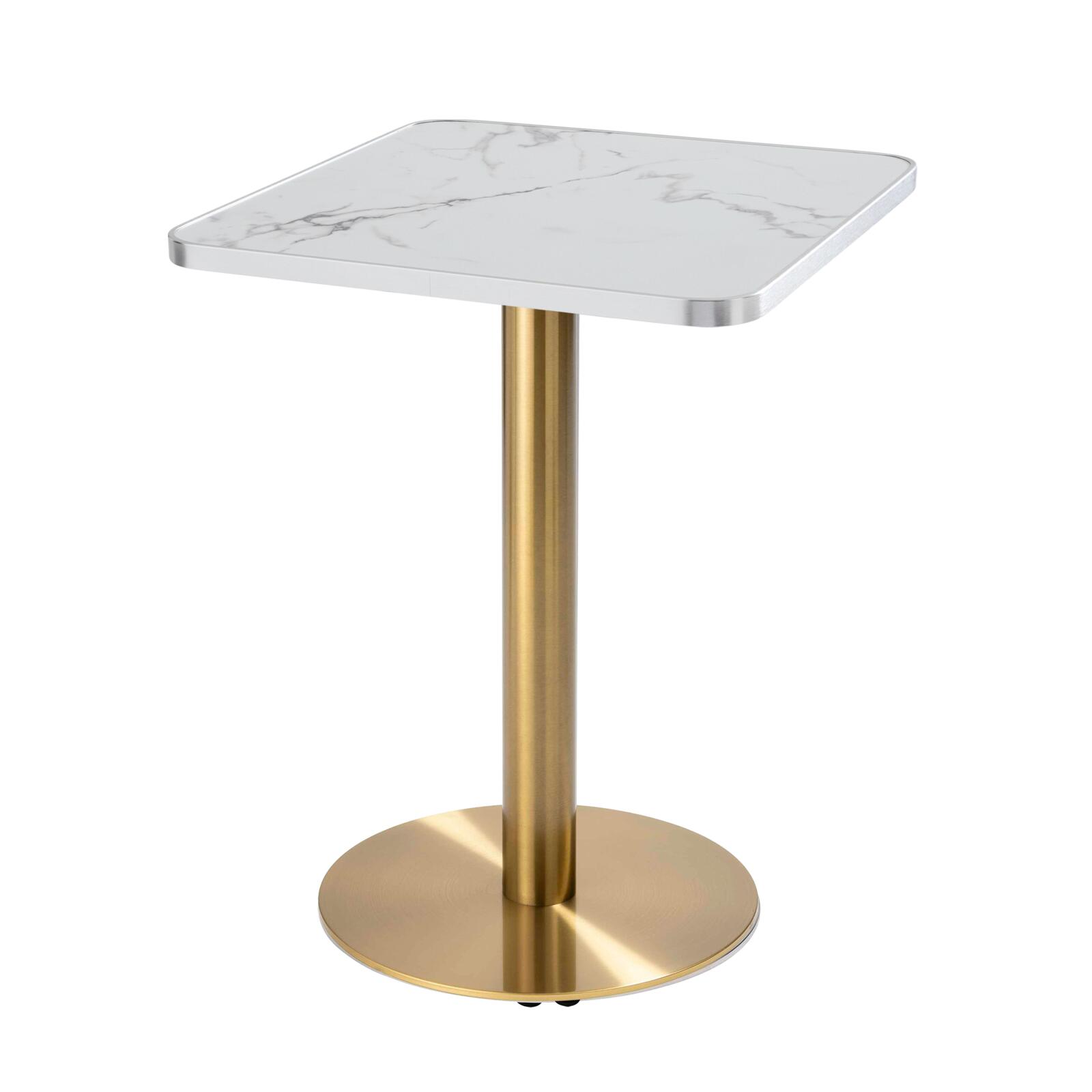 Table de restaurant 60 x 60 cm en contreplaqué avec revêtement stratifié et bords en aluminium
