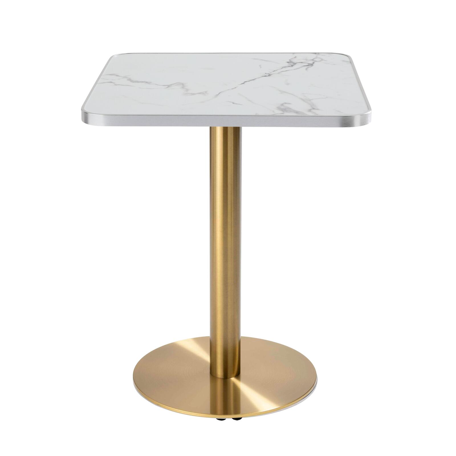 Table de restaurant 60 x 60 cm en contreplaqué avec revêtement stratifié et bords en aluminium