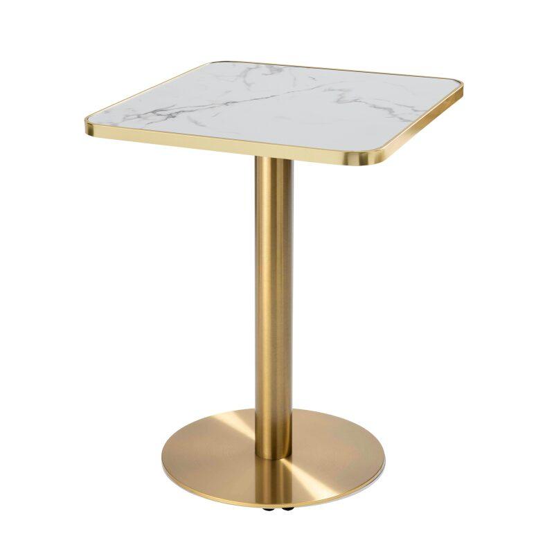 Table de restaurant 60 x 60 cm en contreplaqué avec revêtement stratifié et bords en aluminium