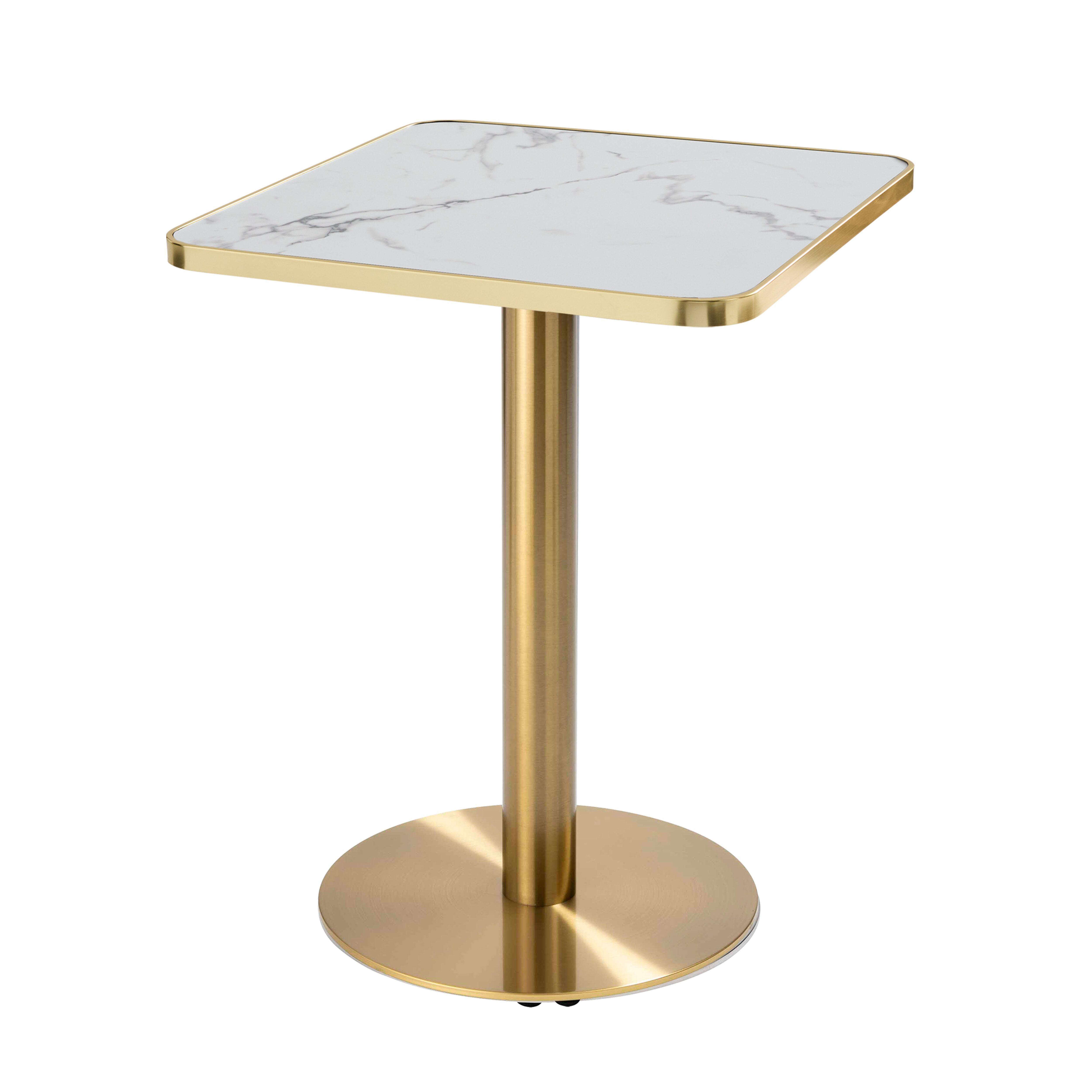 Table de restaurant 60 x 60 cm en contreplaqué avec revêtement stratifié et bords en aluminium