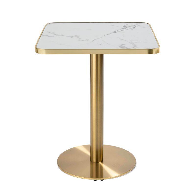 Table de restaurant 60 x 60 cm en contreplaqué avec revêtement stratifié et bords en aluminium