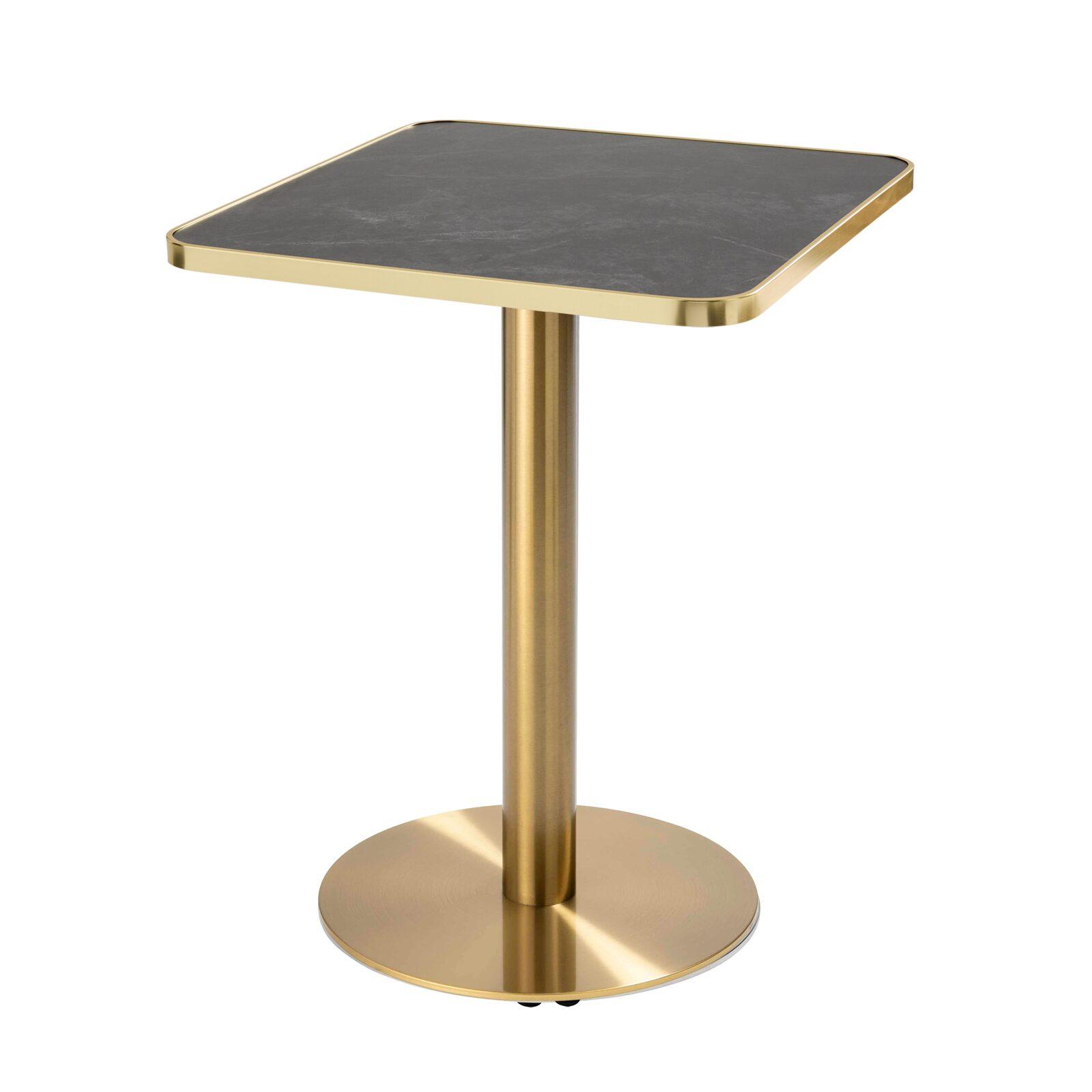 Table de restaurant 60 x 60 cm en contreplaqué avec revêtement stratifié et bords en aluminium