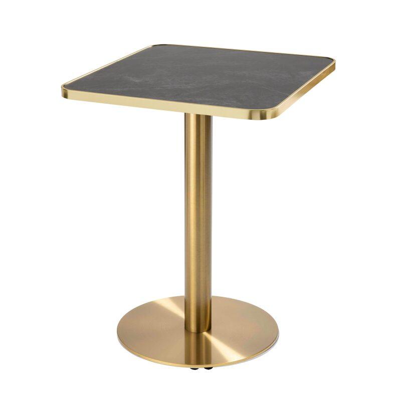Table de restaurant 60 x 60 cm en contreplaqué avec revêtement stratifié et bords en aluminium