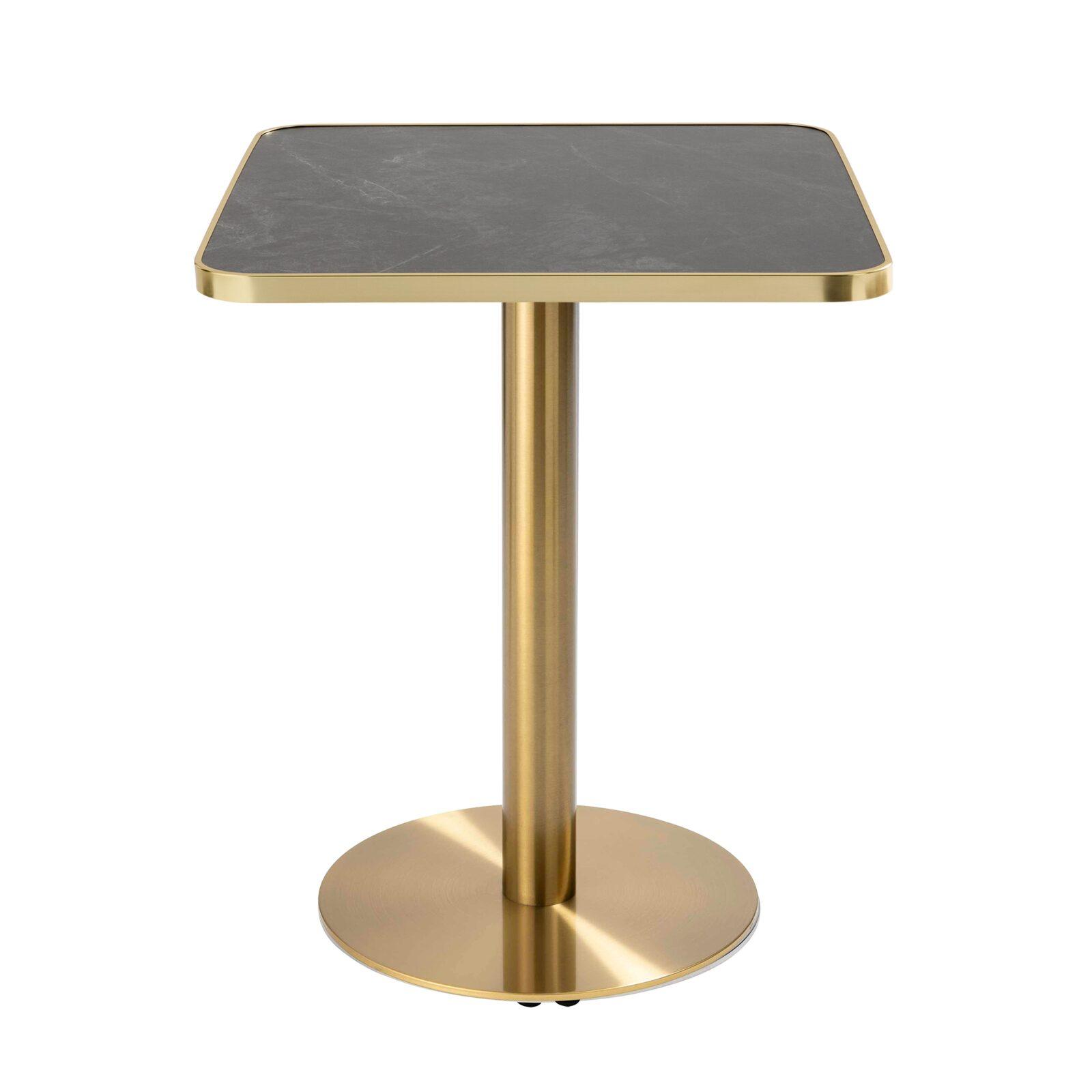 Table de restaurant 60 x 60 cm en contreplaqué avec revêtement stratifié et bords en aluminium