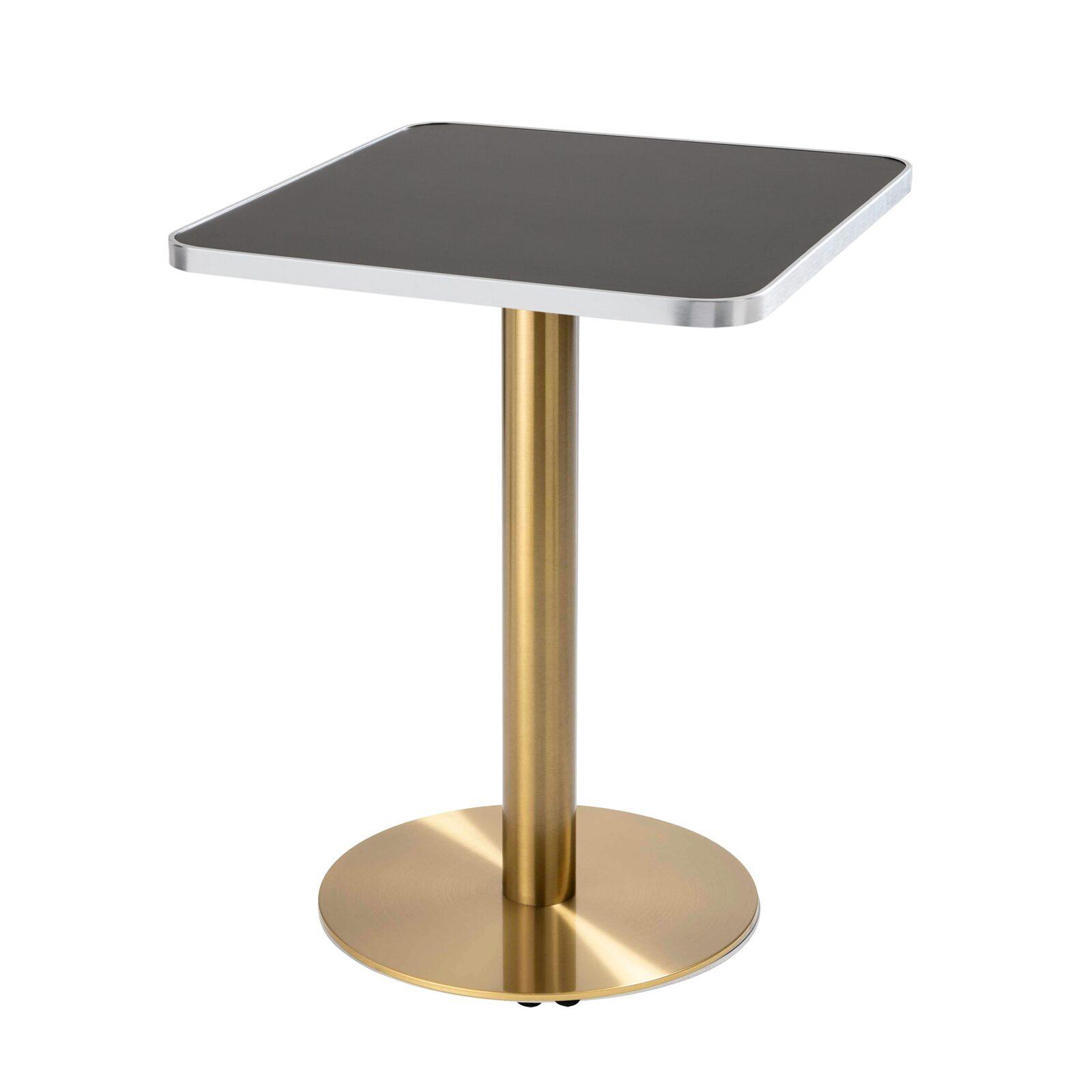 Table de restaurant 60 x 60 cm en contreplaqué avec revêtement stratifié et bords en aluminium