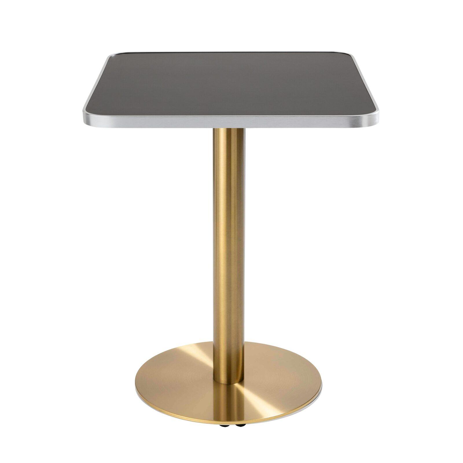 Table de restaurant 60 x 60 cm en contreplaqué avec revêtement stratifié et bords en aluminium