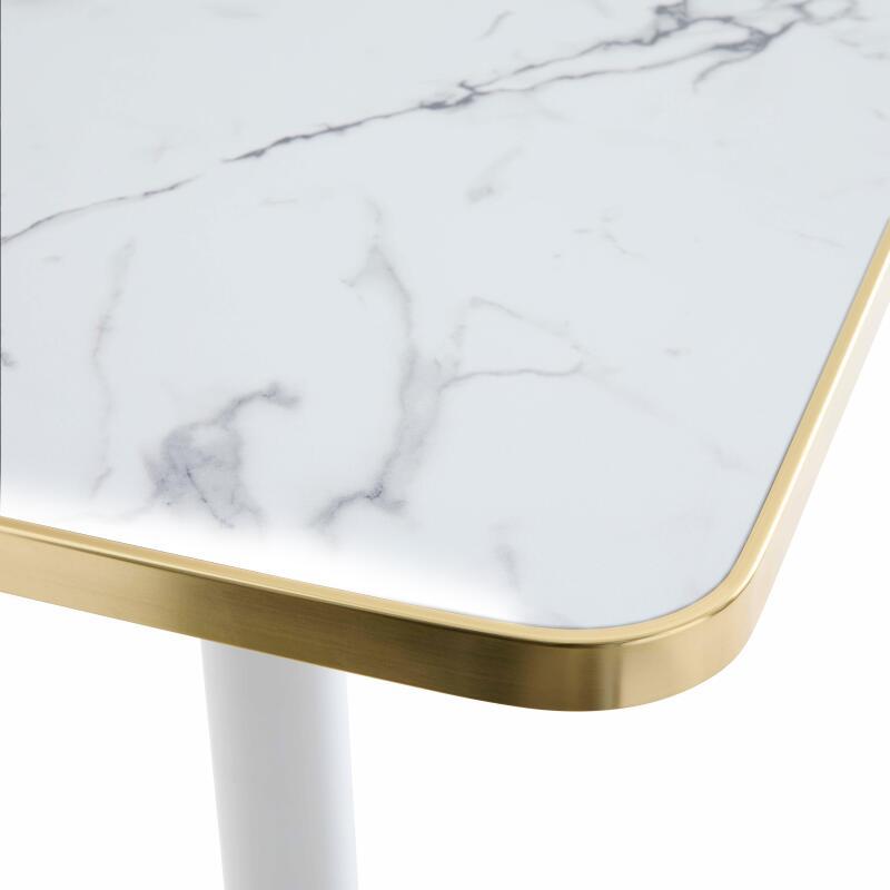 Table de restaurant 60 x 60 cm en contreplaqué avec revêtement stratifié et bords en aluminium