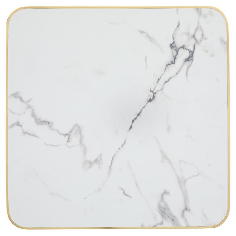 Table de restaurant 60 x 60 cm en contreplaqué avec revêtement stratifié et bords en aluminium