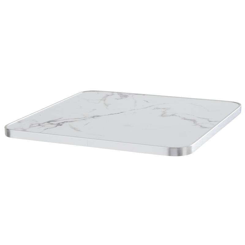 Table de restaurant 60 x 60 cm en contreplaqué avec revêtement stratifié et bords en aluminium