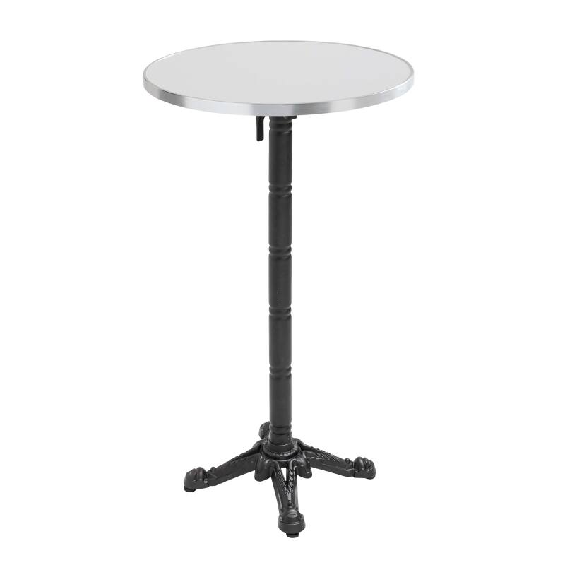 Table de restaurant haute inclinable Ø 60 cm en contreplaqué avec revêtement stratifié et bords en aluminium