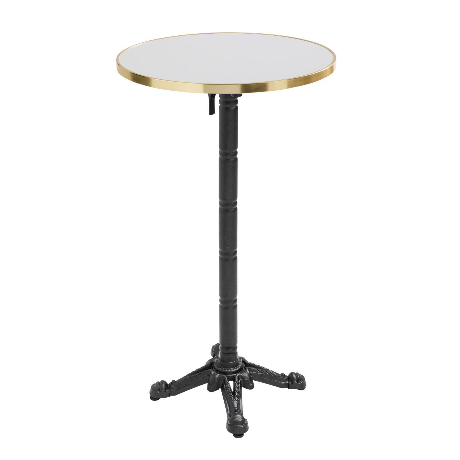 Table de restaurant haute inclinable Ø 60 cm en contreplaqué avec revêtement stratifié et bords en aluminium