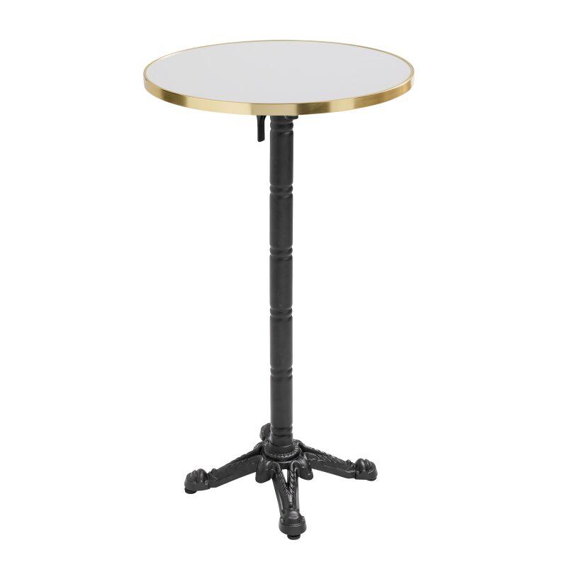 Table de restaurant haute inclinable Ø 60 cm en contreplaqué avec revêtement stratifié et bords en aluminium