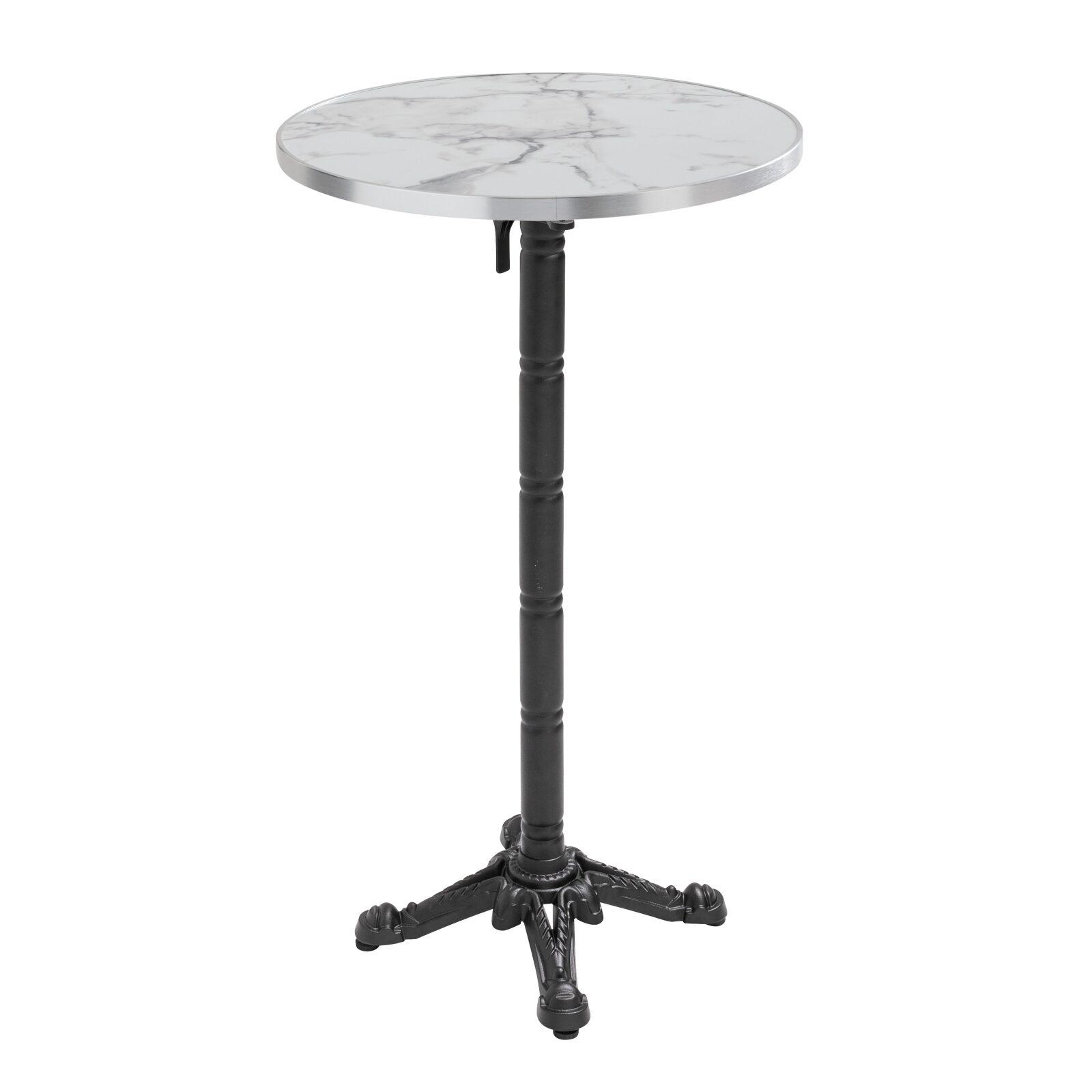 Table de restaurant haute inclinable Ø 60 cm en contreplaqué avec revêtement stratifié et bords en aluminium